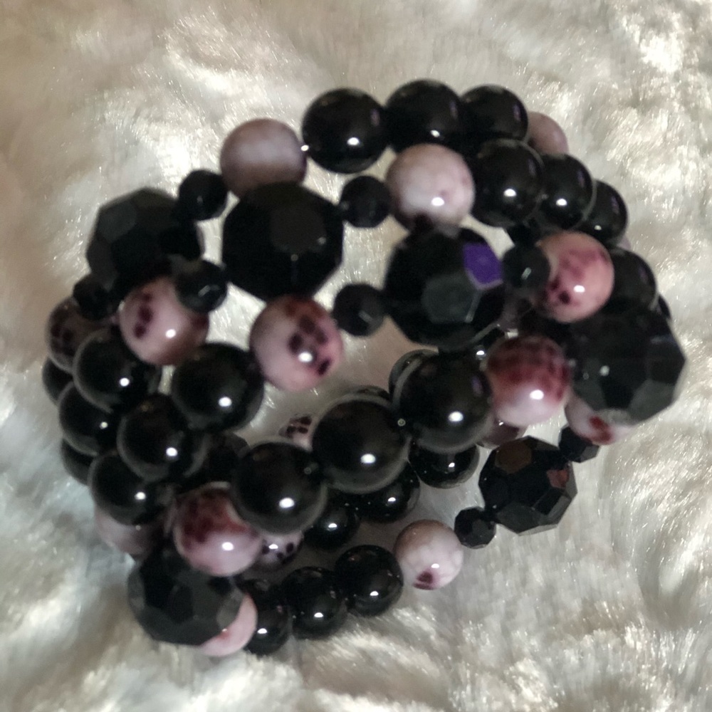 Handmade Black Beaded Memory Bracelet